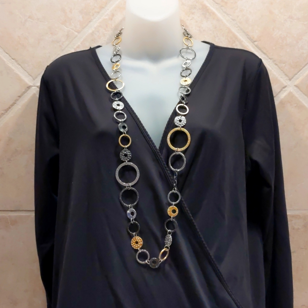 4 for $20 Fashion Jewelry Multi-Colored Extra Long Ring Necklace Gold Silver